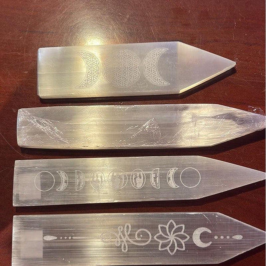 SHOW PRODUCT: Selenite Satin Spar Pointed Charging Plate-Nature's Treasures