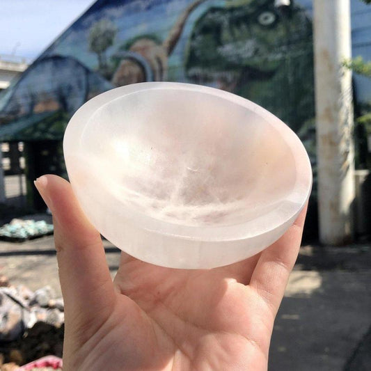 SHOW PRODUCT: Selenite Satin Spar Round Bowl-Nature's Treasures
