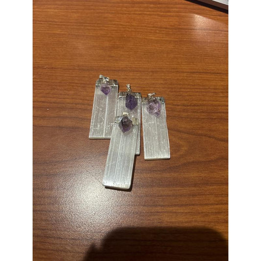 SHOW PRODUCT- Selenite with Amethyst Pendant-Nature's Treasures