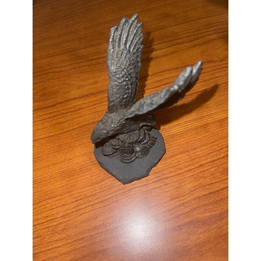SHOW PRODUCT: Shungite Eagle Mounted on Coins of Prosperity Statue-Nature's Treasures