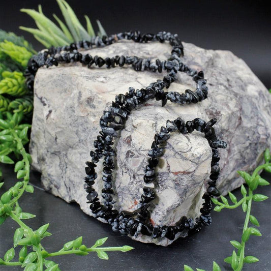 SHOW PRODUCT: Snowflake Obsidian Chip Necklace-Nature's Treasures