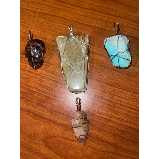 SHOW PRODUCT: Wire Wrapped Stone Pendant-Nature's Treasures