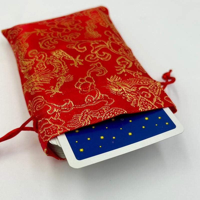 Satin Red Dragon Drawstring Accessory Bags-Nature's Treasures