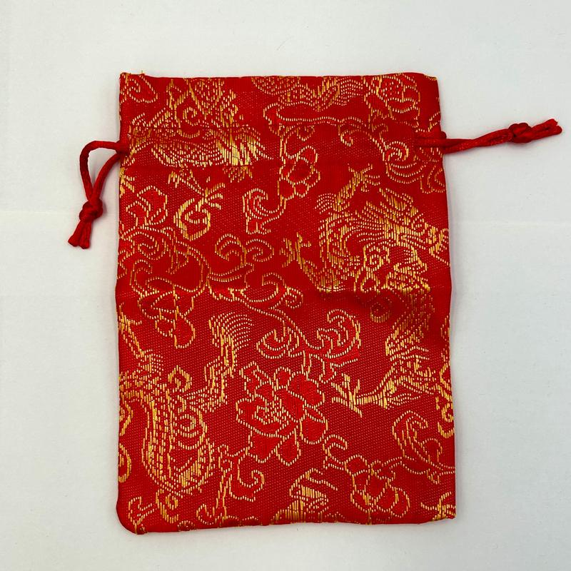 Satin Red Dragon Drawstring Accessory Bags-Nature's Treasures