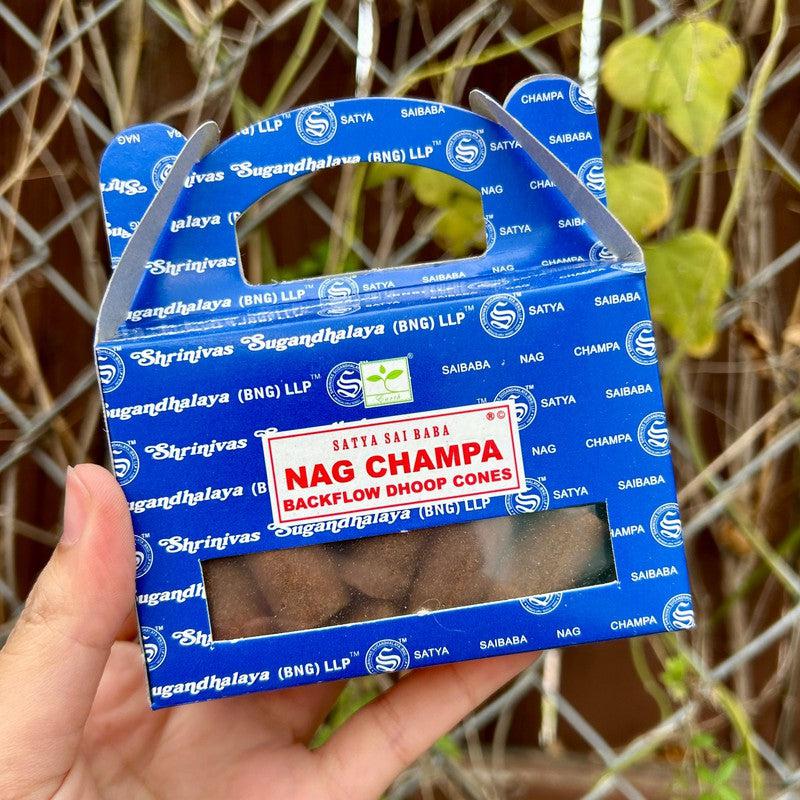 Satya Dhoop Backflow Incense Cones "Nag Champa"-Nature's Treasures