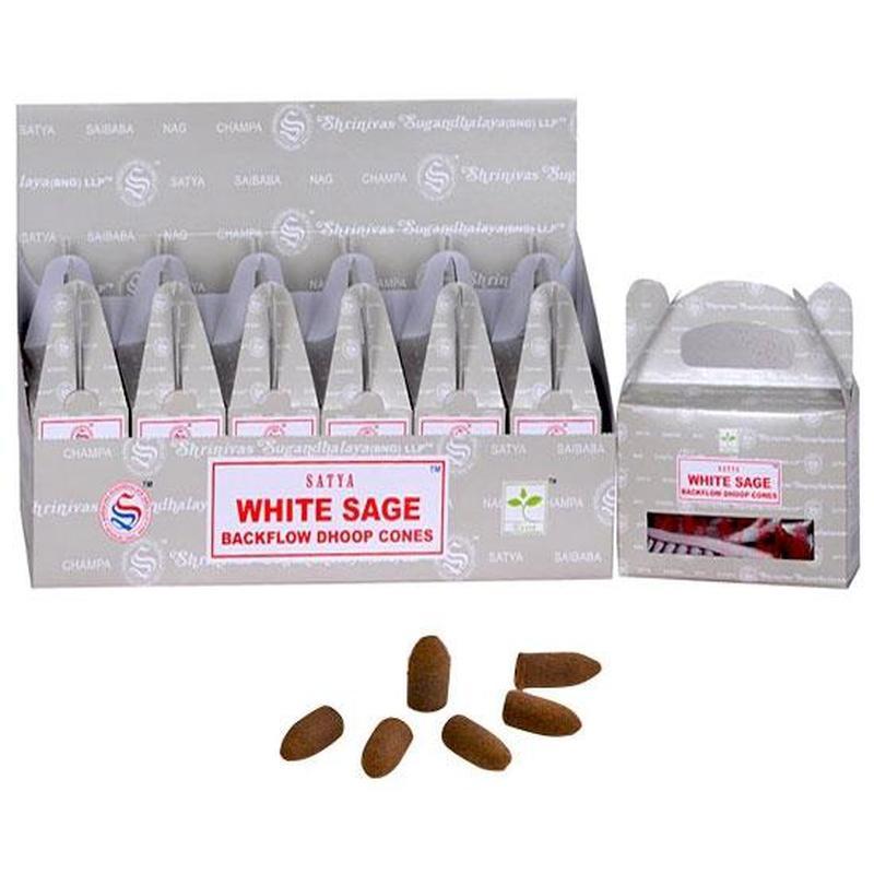 Satya Dhoop Backflow Incense Cones "White Sage"-Nature's Treasures