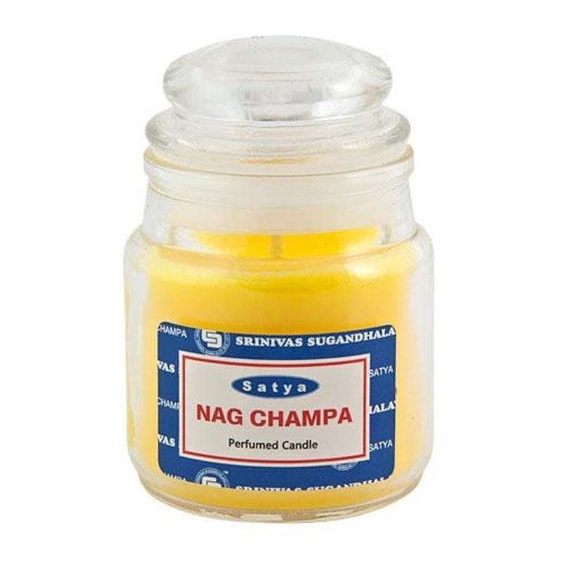 Satya Nag Champa Glass Candle-Nature's Treasures