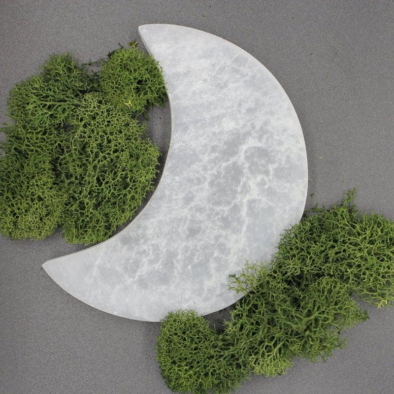 Selenite Half Moon Carving | Satin Spar Crystal from Morocco-Nature's Treasures