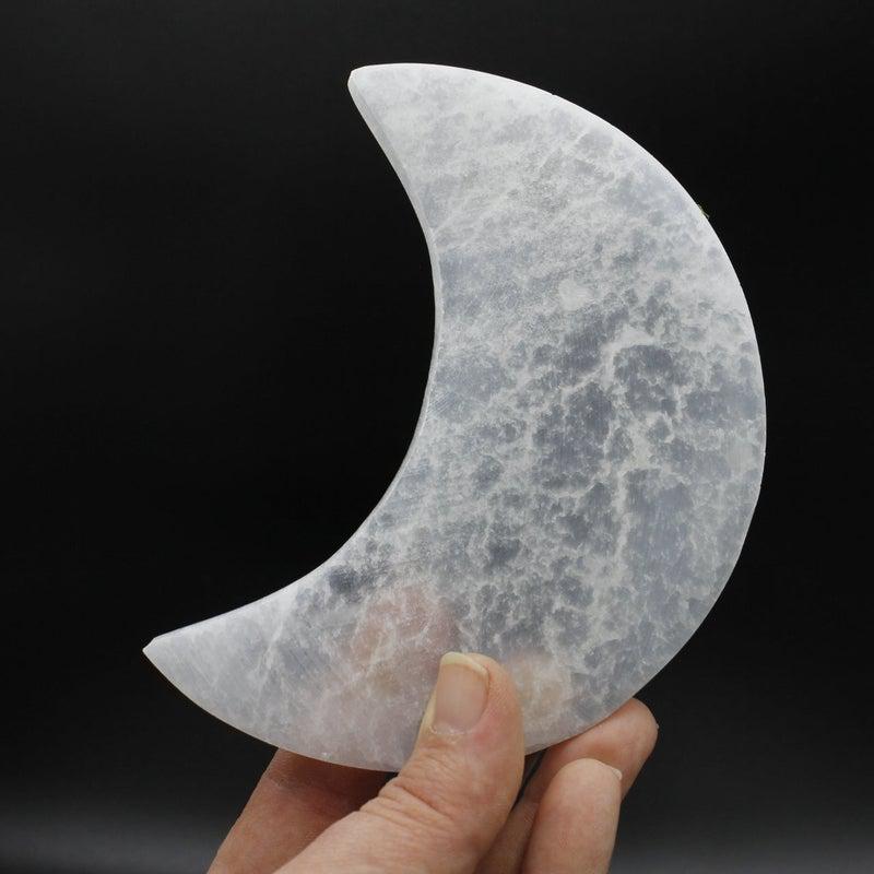 Selenite Half Moon Carving | Satin Spar Crystal from Morocco-Nature's Treasures