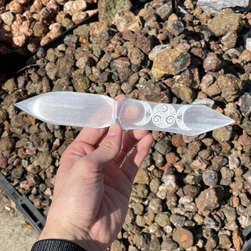 Selenite Satin Spar Dagger Knives || Cord Cutting-Nature's Treasures