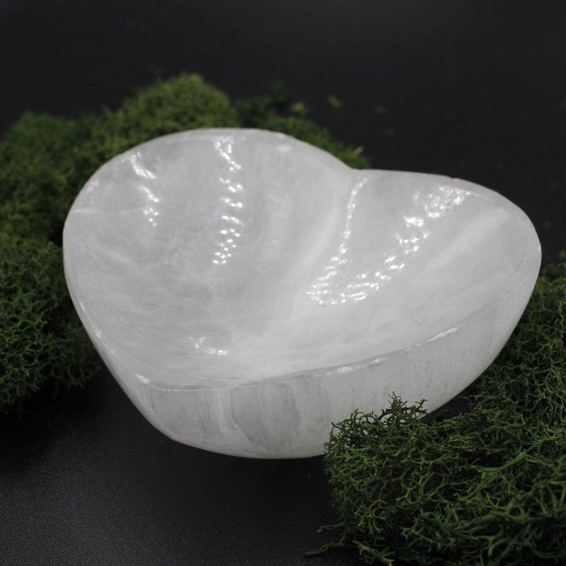 Selenite Satin Spar Heart Bowl || Aura Cleansing-Nature's Treasures