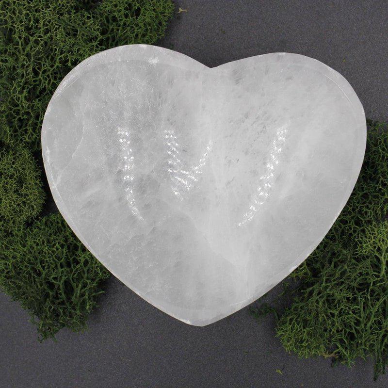 Selenite Satin Spar Heart Bowl || Aura Cleansing-Nature's Treasures