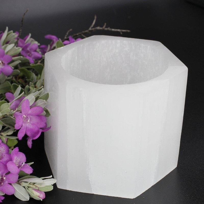 Selenite Satin Spar Hexagon Candle Holder's || Morocco-Nature's Treasures