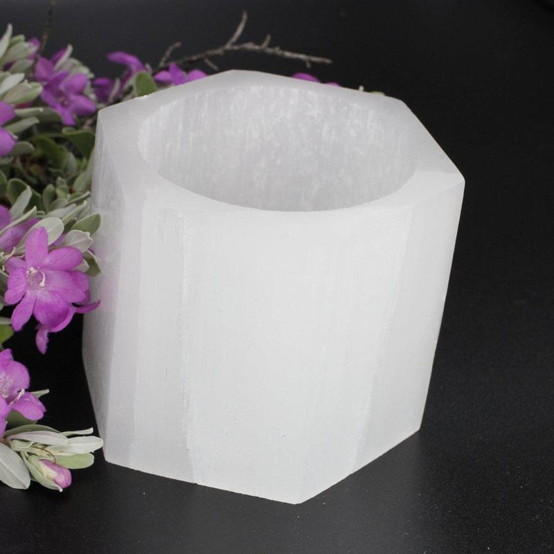 Selenite Satin Spar Hexagon Candle Holder's || Morocco-Nature's Treasures