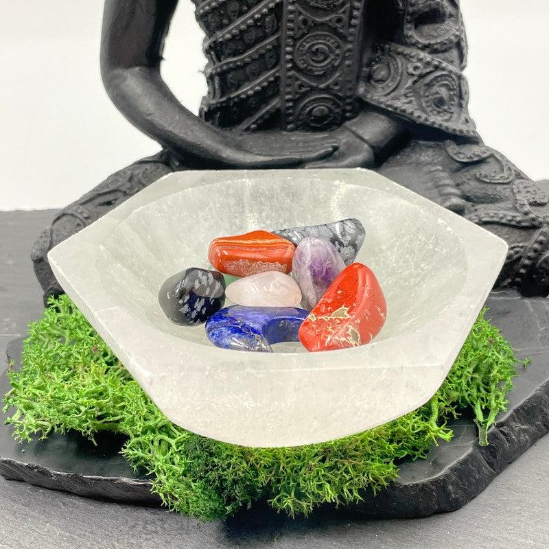 Selenite Satin Spar Hexagon Crystal Bowls || Morocco-Nature's Treasures
