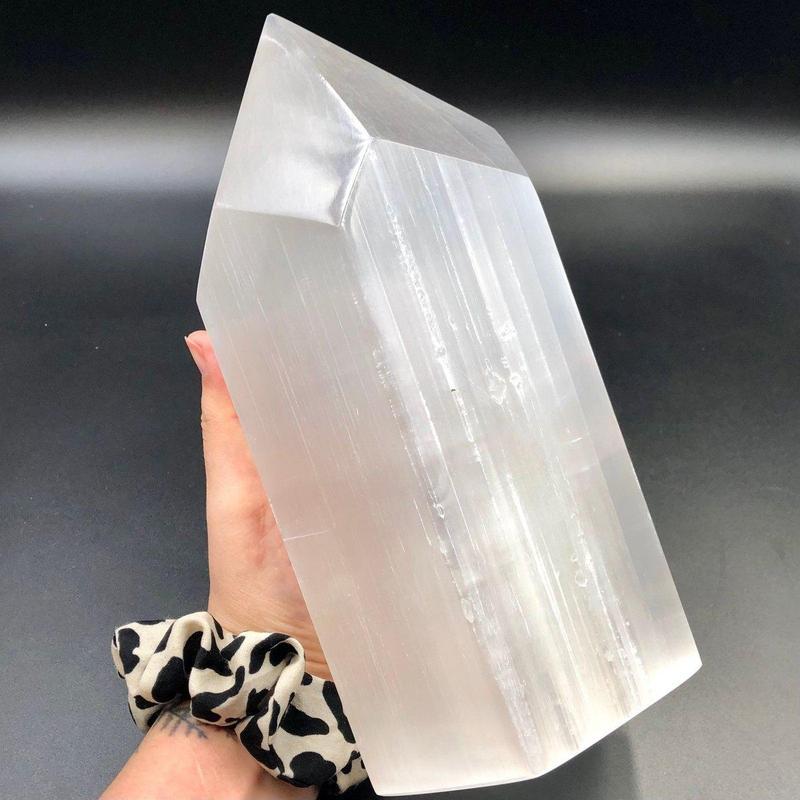 Selenite Satin Spar Hexagon Tower Points || Aura Cleansing-Nature's Treasures