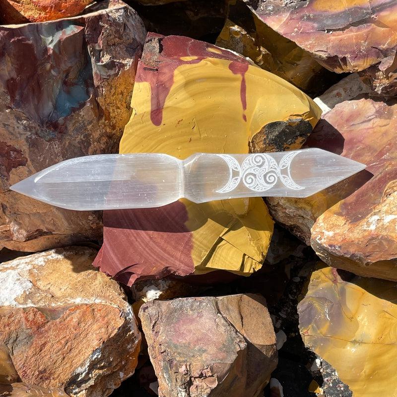 Selenite Satin Spar Knife Daggers || Cord Cutting-Nature's Treasures