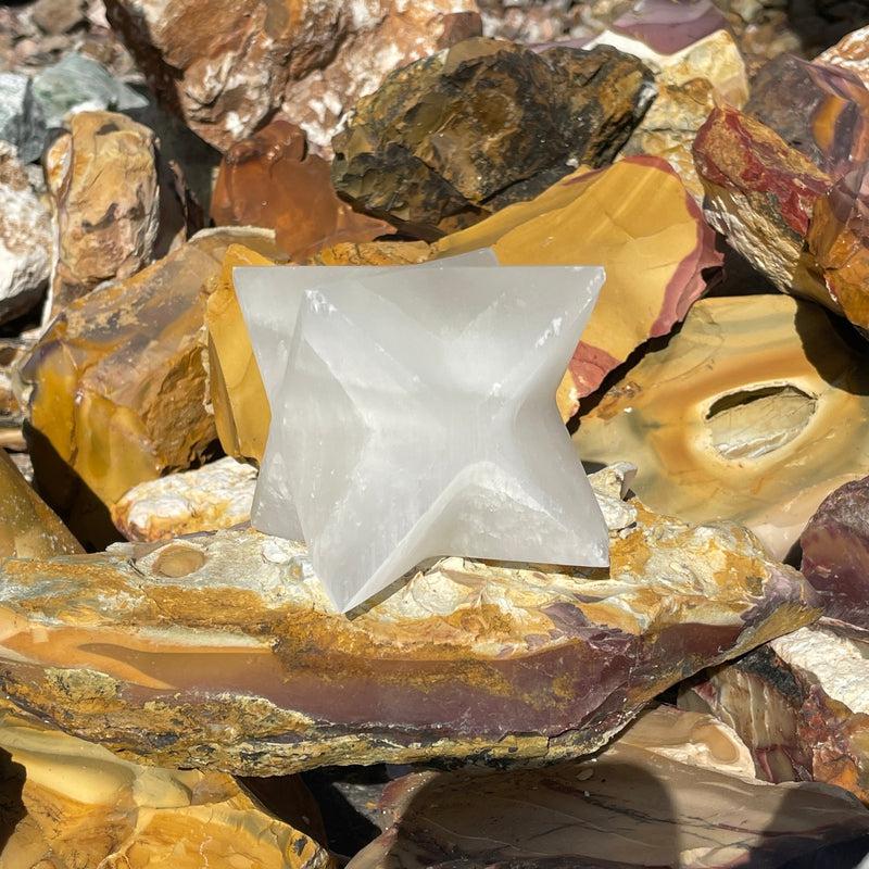 Selenite Satin Spar Merkabah Star || Aura Cleansing || Morocco-Nature's Treasures