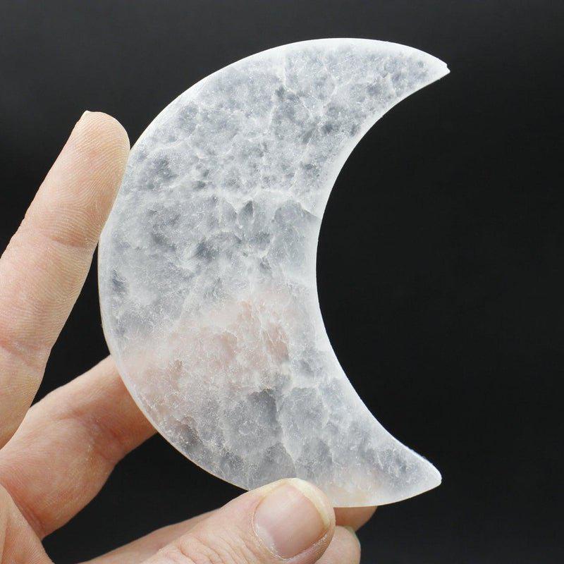 Selenite Satin Spar Moon Carvings || Aura Cleansing-Nature's Treasures