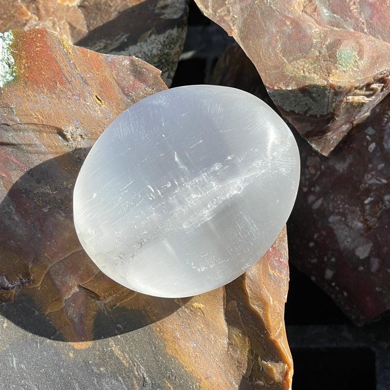 Selenite Satin Spar Plain Palm Stone || Aura Cleansing || Morocco-Nature's Treasures