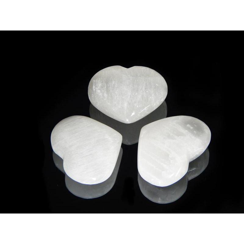 Selenite Satin Spar Puff Hearts || Aura Cleansing-Nature's Treasures