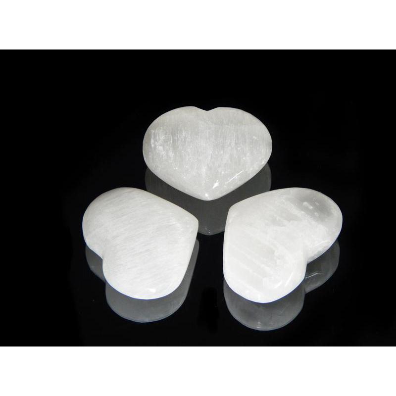 Selenite Satin Spar Puff Hearts || Morocco-Nature's Treasures