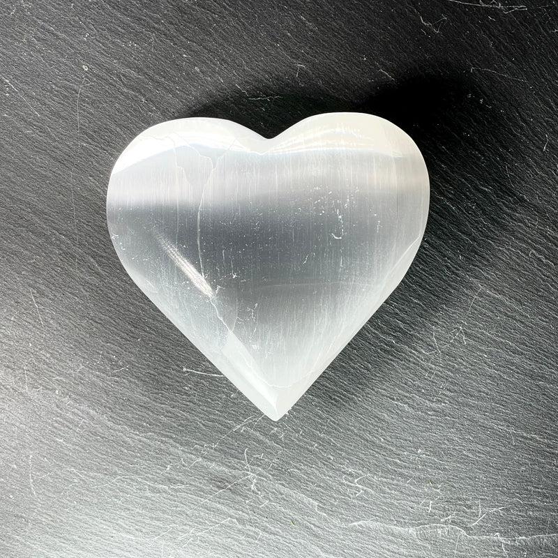 Selenite Satin Spar Puff Hearts || Morocco-Nature's Treasures