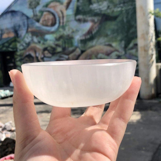 Selenite Satin Spar Round Bowls || Cleansing Bowls-Nature's Treasures