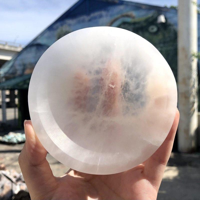 Selenite Satin Spar Round Bowls || Cleansing Bowls-Nature's Treasures