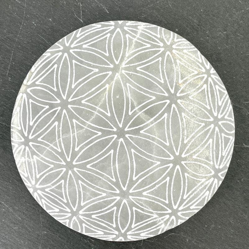 Selenite Satin Spar Round Charging Plates || Aura Cleansing-Nature's Treasures