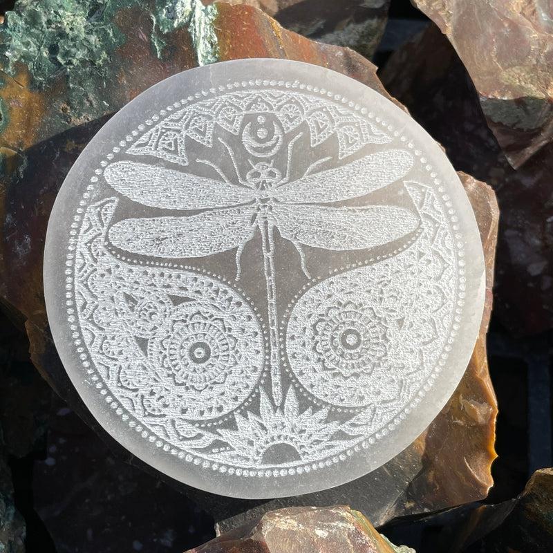 Selenite Satin Spar Round Charging Plates || Aura Cleansing-Nature's Treasures