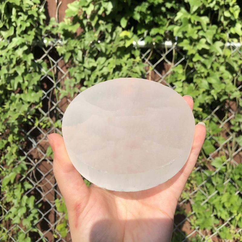 Selenite Satin Spar Round Charging Plates || Aura Cleansing-Nature's Treasures
