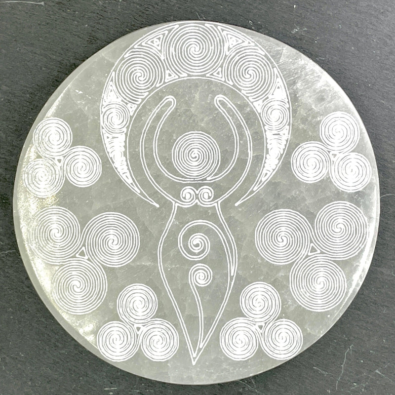 Selenite Satin Spar Round Charging Plates || Aura Cleansing-Nature's Treasures
