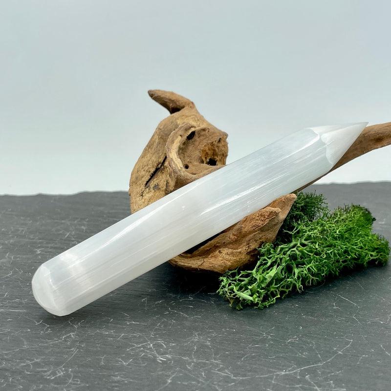 Selenite Satin Spar Single Point Massage Tool || Energy Cleansing-Nature's Treasures