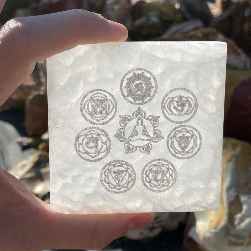 Selenite Satin Spar Square Charging Plates || Morocco-Nature's Treasures