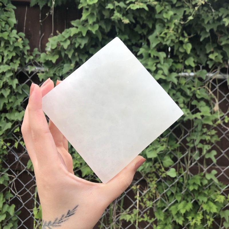 Selenite Satin Spar Square Charging Plates || Morocco-Nature's Treasures