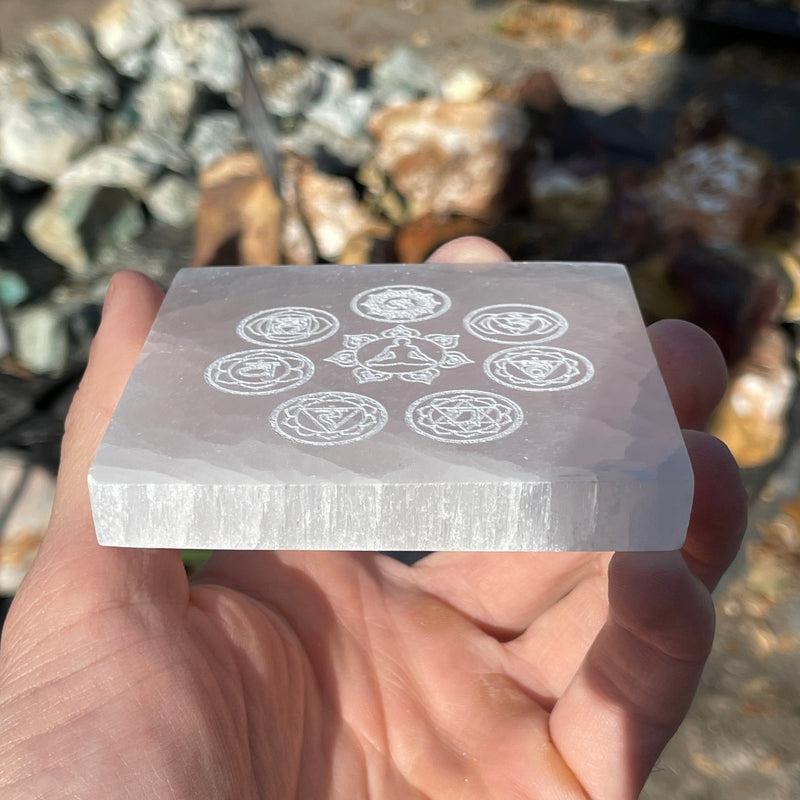 Selenite Satin Spar Square Charging Plates || Morocco-Nature's Treasures