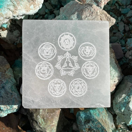 Selenite Satin Spar Square Charging Plates || Morocco-Nature's Treasures