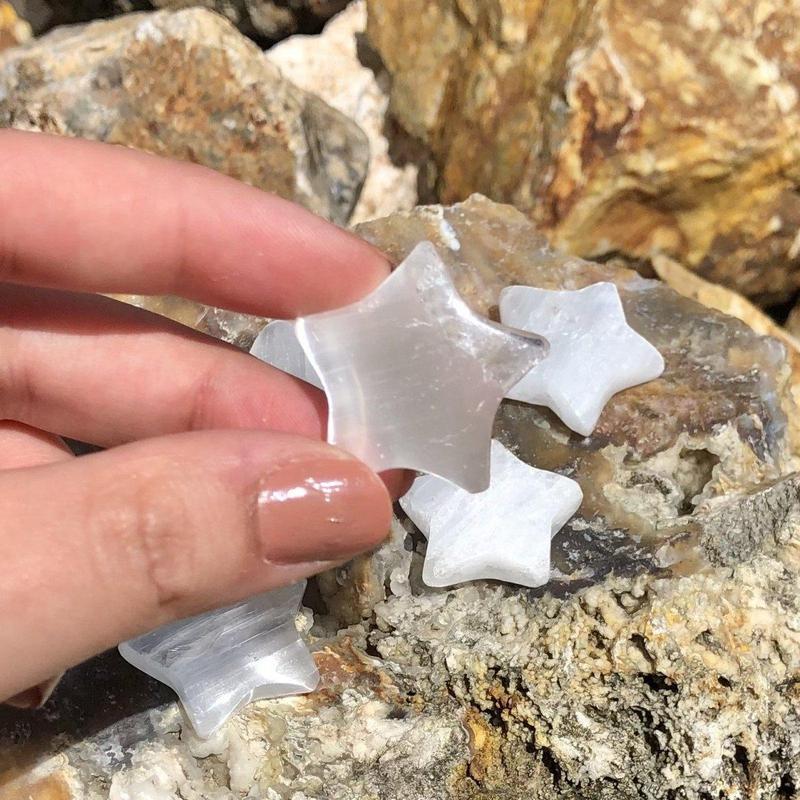 Selenite Satin Spar Star Carvings || Pocket-Size-Nature's Treasures
