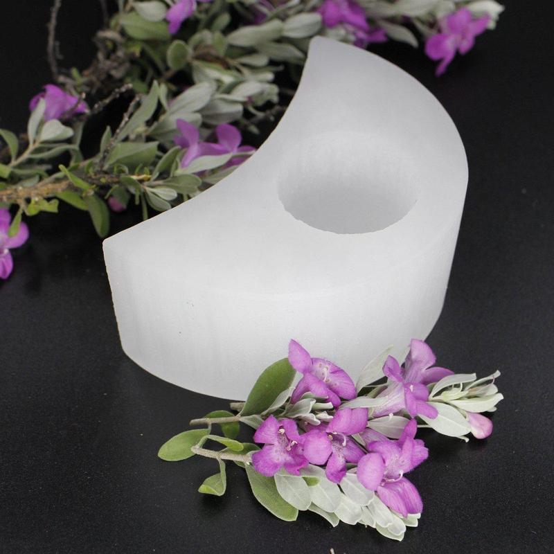 Selenite Satin Spar Tea-Light Candle Holder's || Half-Moon-Nature's Treasures