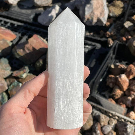 Selenite Satin Spar Tower Point || Aura Cleansing || Morocco-Nature's Treasures
