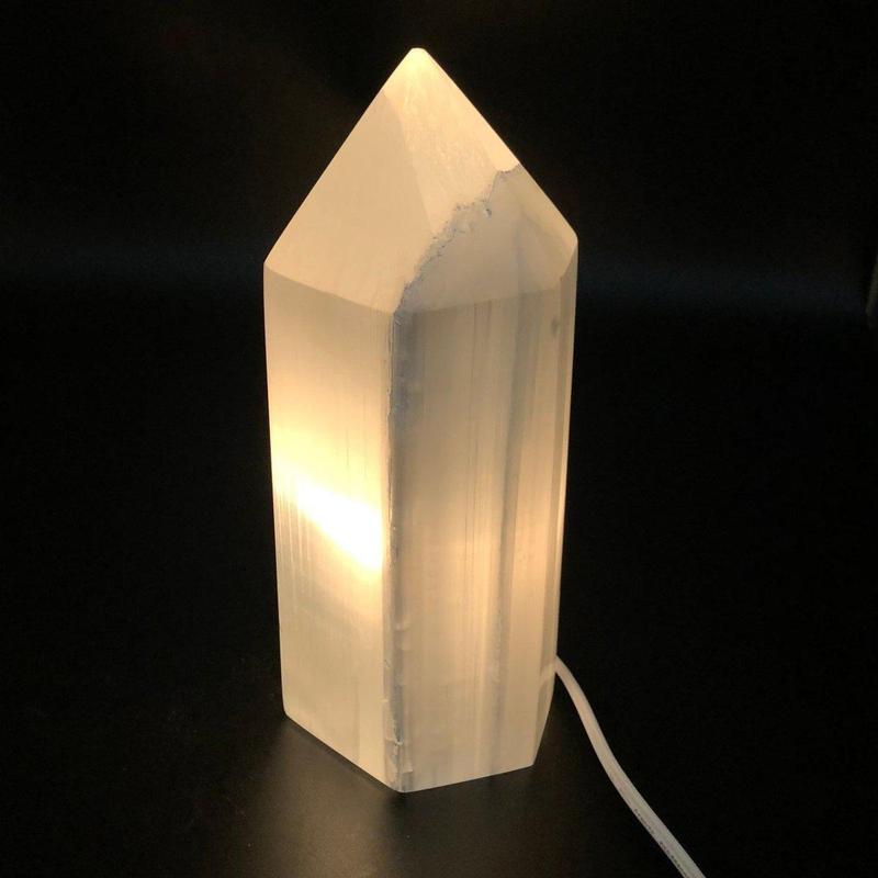 Selenite Satin Spar Tower Point Lamps || Aura Cleansing-Nature's Treasures