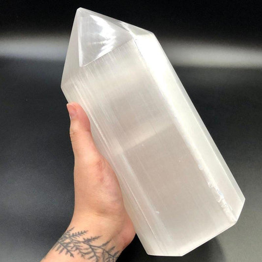 Selenite Satin Spar Tower Point Lamps || Aura Cleansing-Nature's Treasures