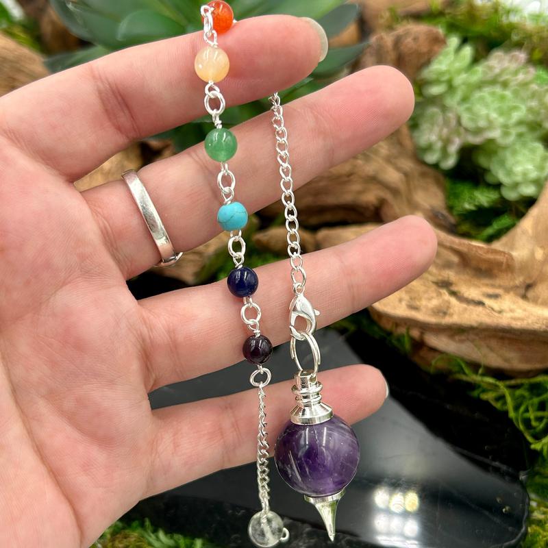 Sephoroton Amethyst Pendulum with Chakra Beads-Nature's Treasures