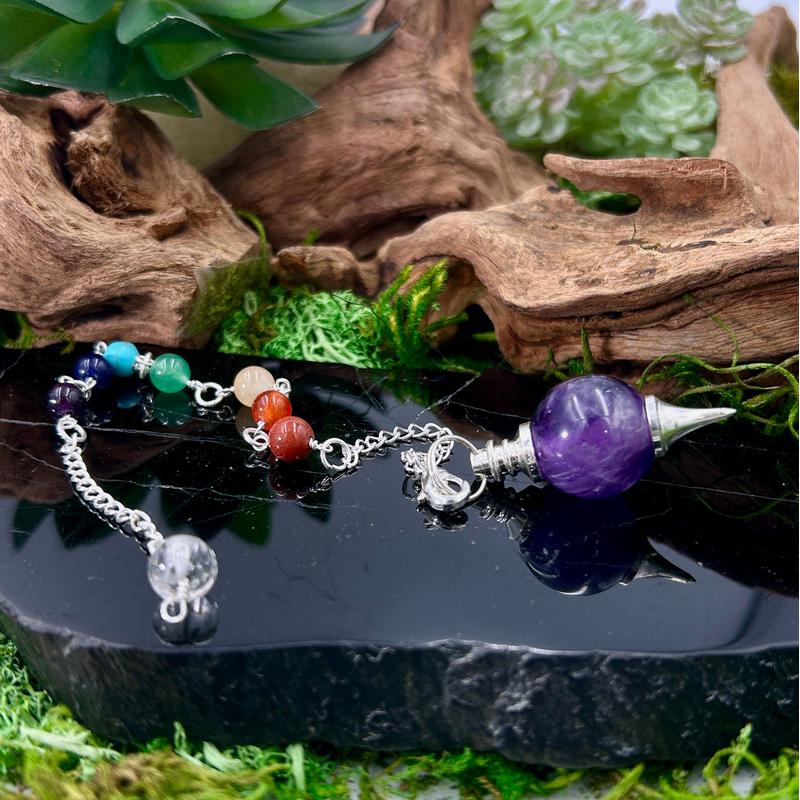 Sephoroton Amethyst Pendulum with Chakra Beads-Nature's Treasures