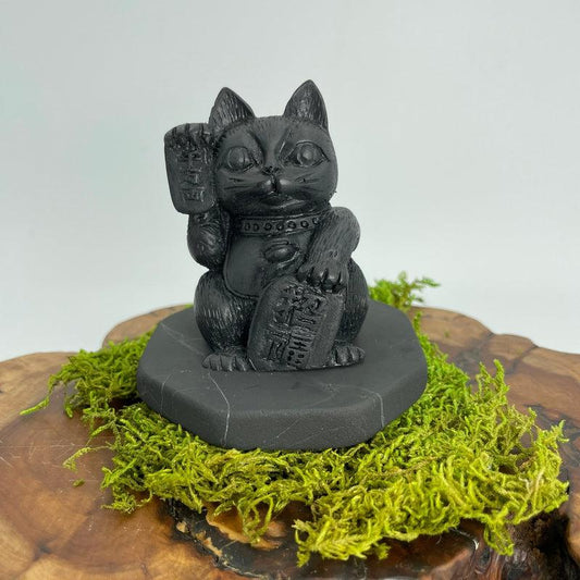 Shungite Chinese Money Cat Carvings || Prosperity || Russia-Nature's Treasures
