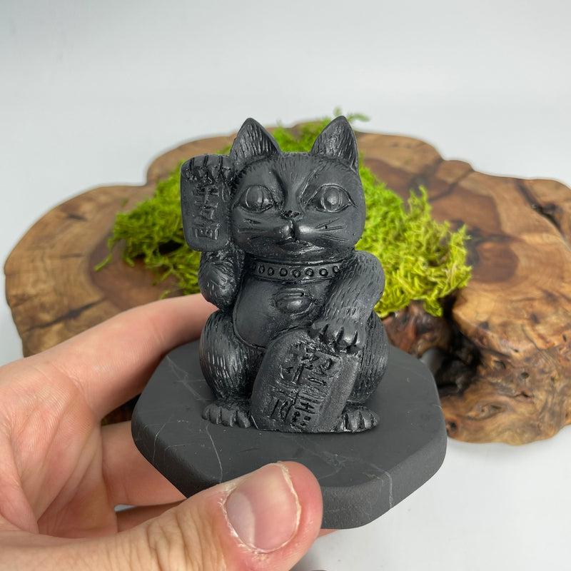 Shungite Chinese Money Cat Carvings || Prosperity || Russia-Nature's Treasures