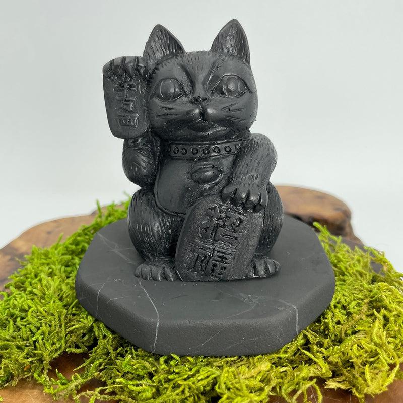 Shungite Chinese Money Cat Carvings || Prosperity || Russia-Nature's Treasures