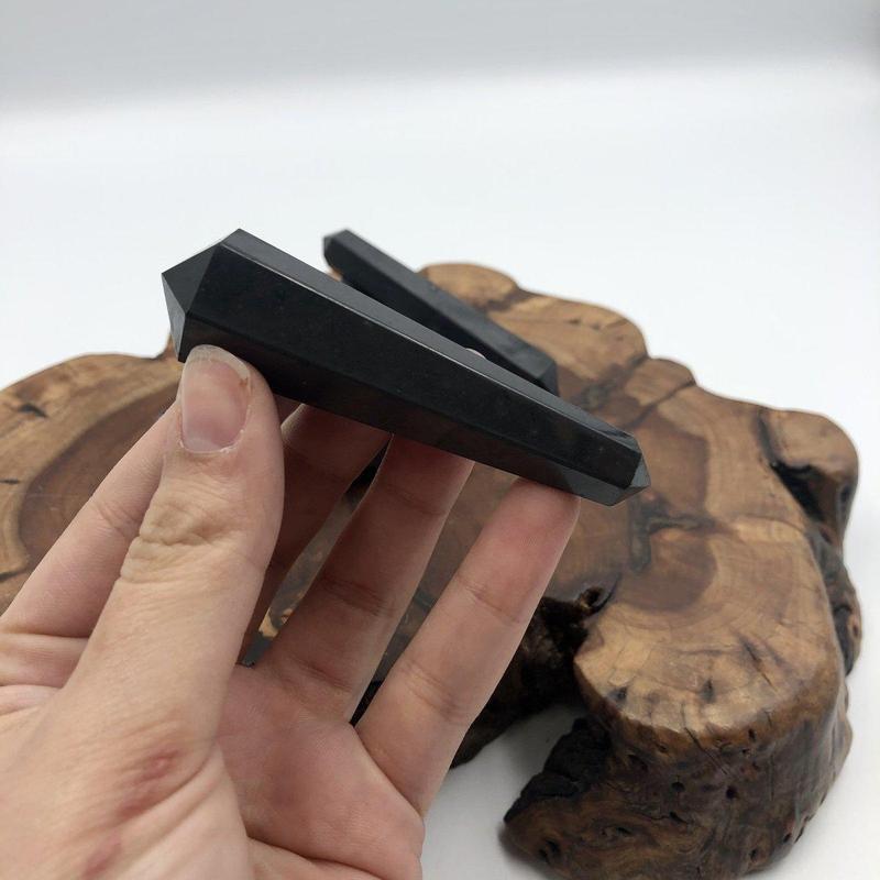 Shungite Double Point Massage Tool || Protection, Cleansing || India-Nature's Treasures