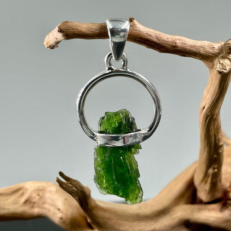 Siberian Raw Chrome Diopside Pendant | .925 Sterling Silver-Nature's Treasures